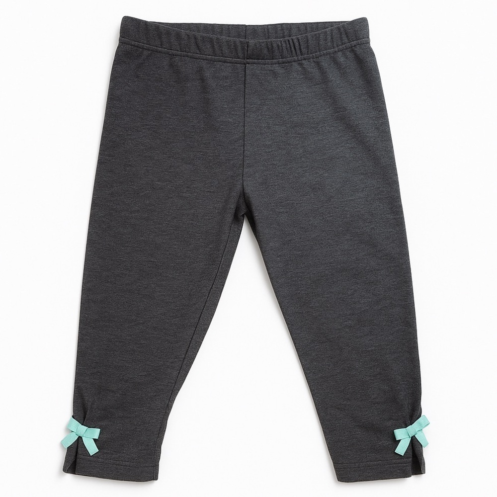 Little Lass Gray Leggings with Blue Bows